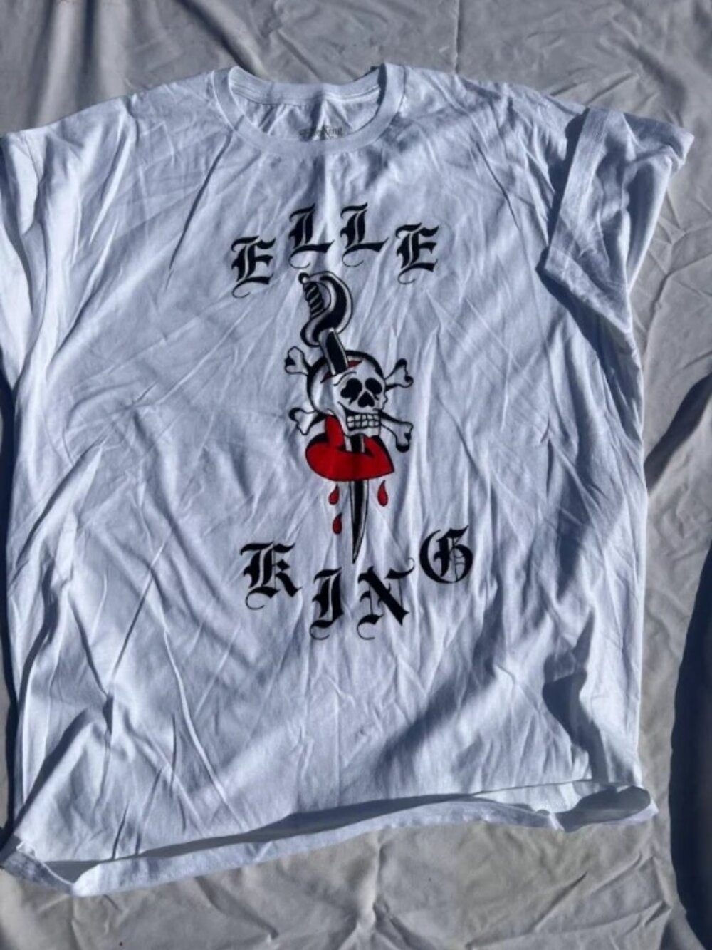 NEW Elle King Skull Dagger Graphic T-Shirt White Size XXL